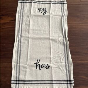 Kate Spade His/Hers Cotton Kitchen Towel - White with Gray Stripes